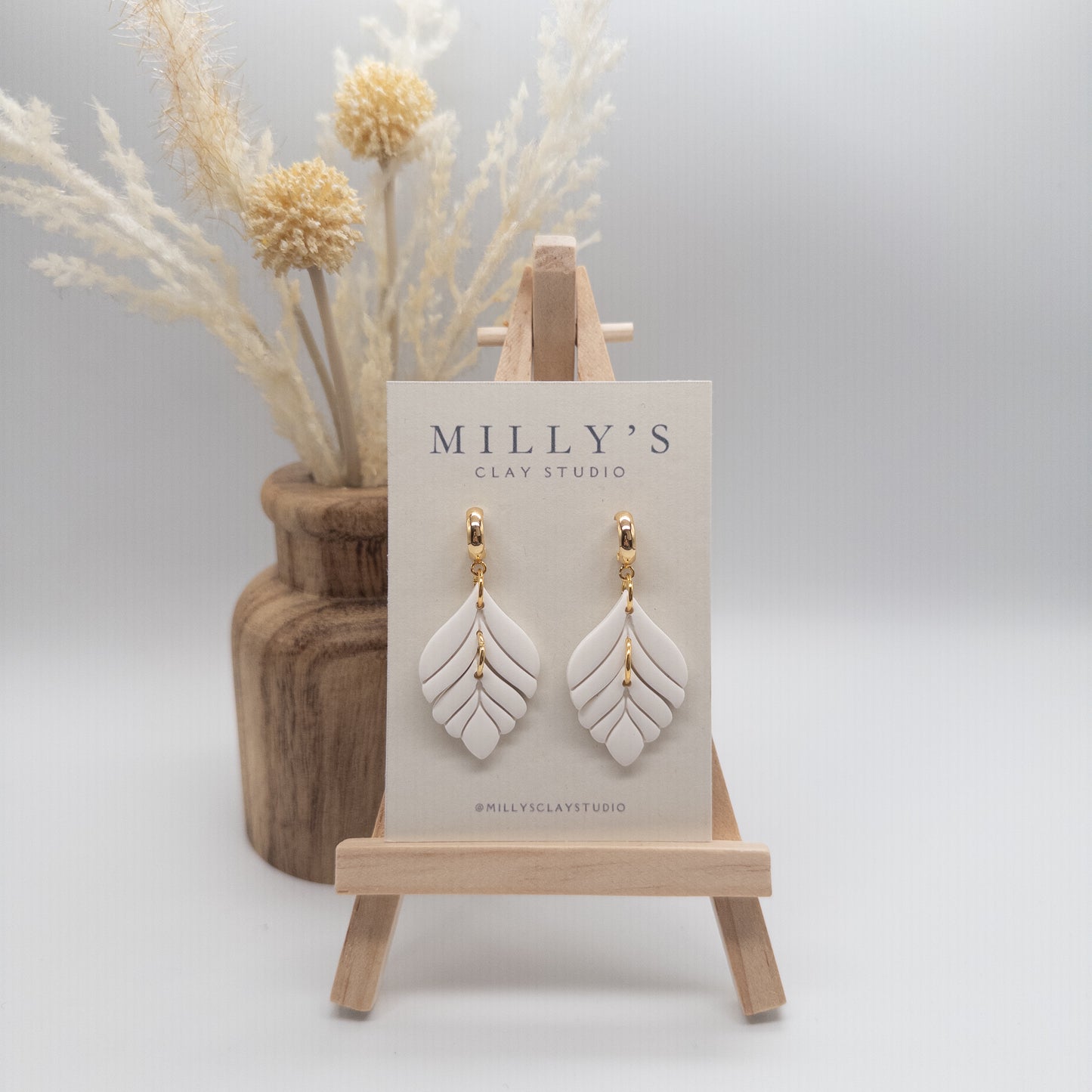 Leaf Huggie Dangle Earrings
