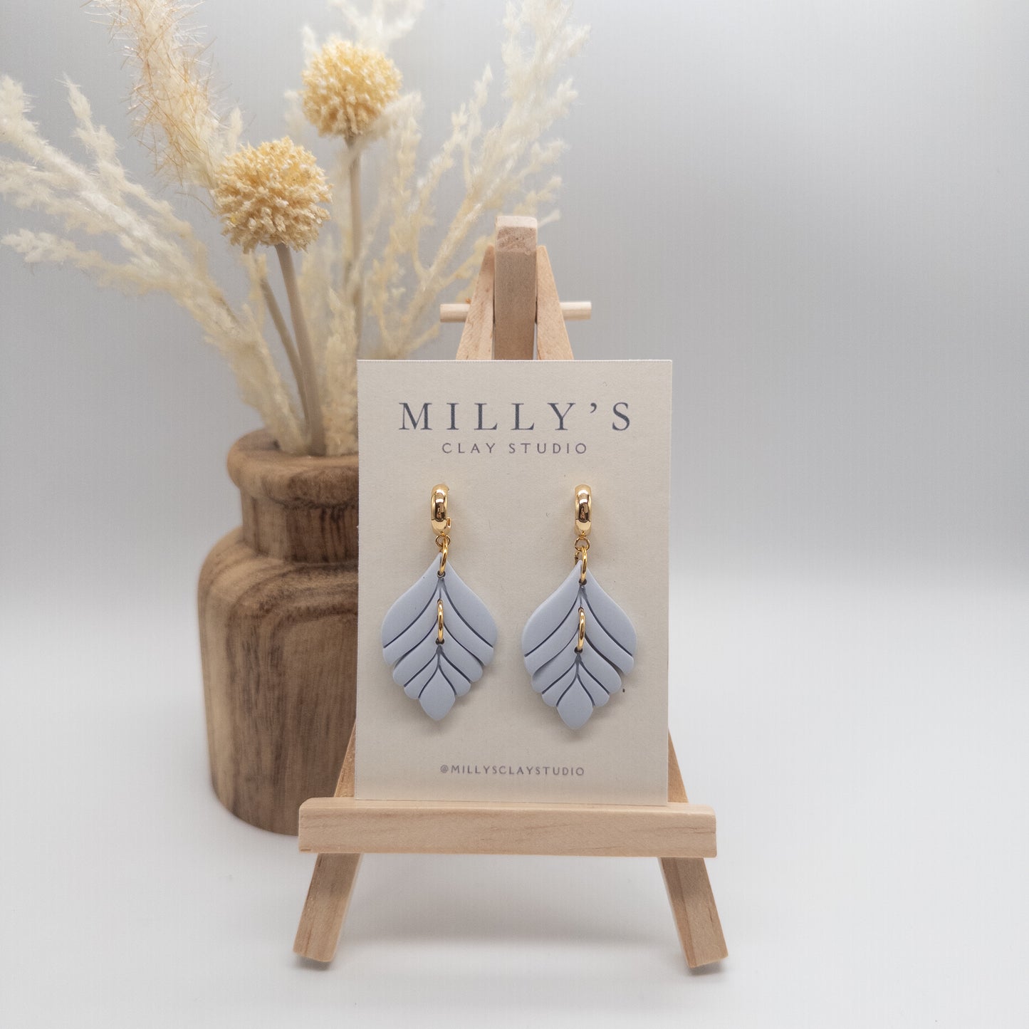 Leaf Huggie Dangle Earrings