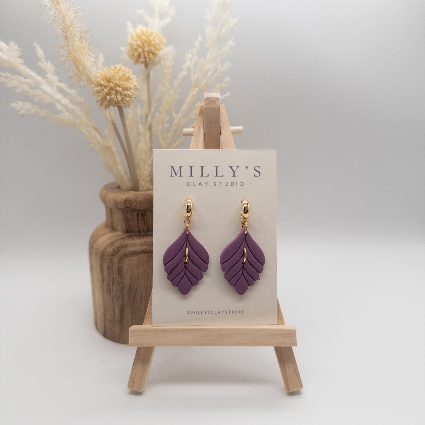 Leaf Huggie Dangle Earrings