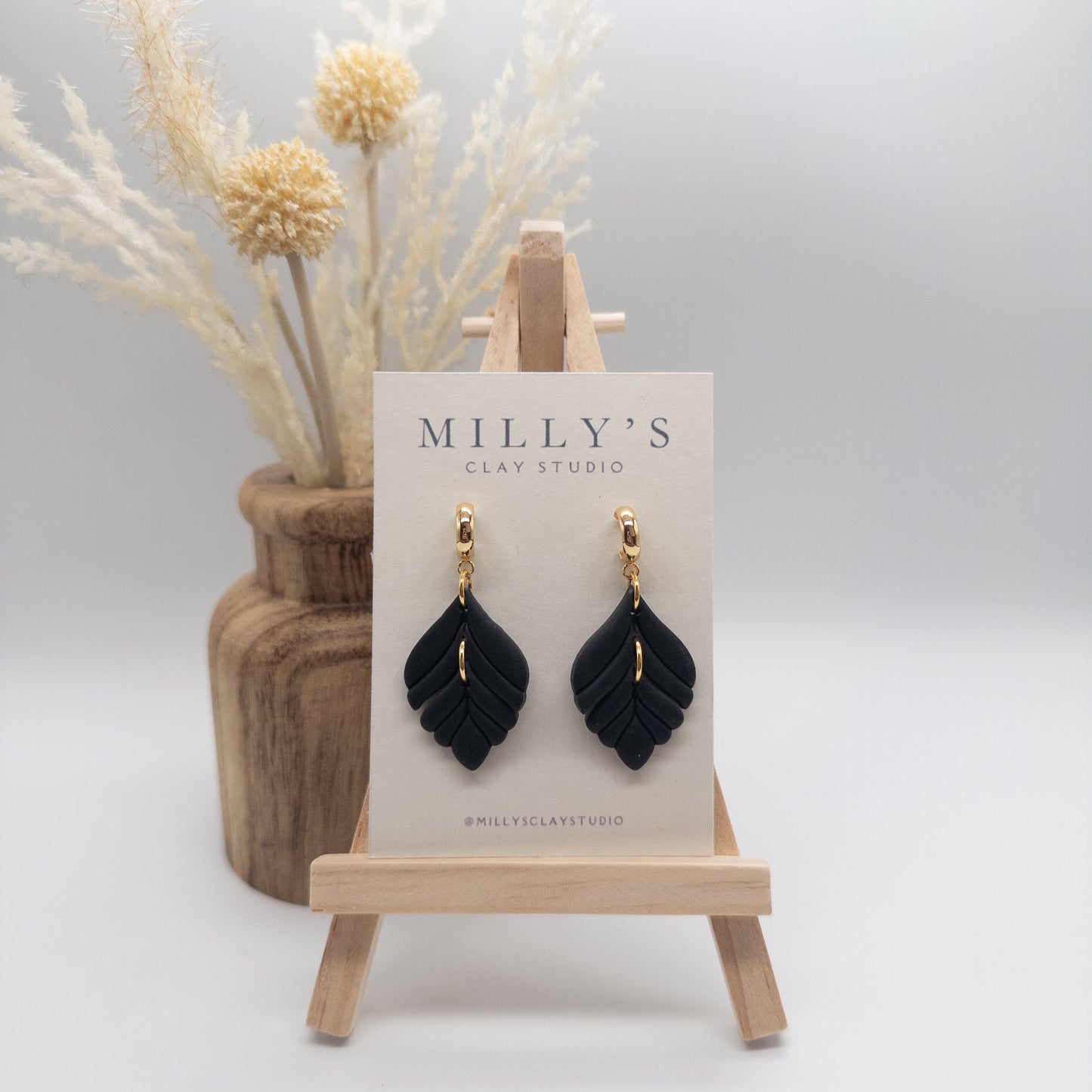 Leaf Huggie Dangle Earrings