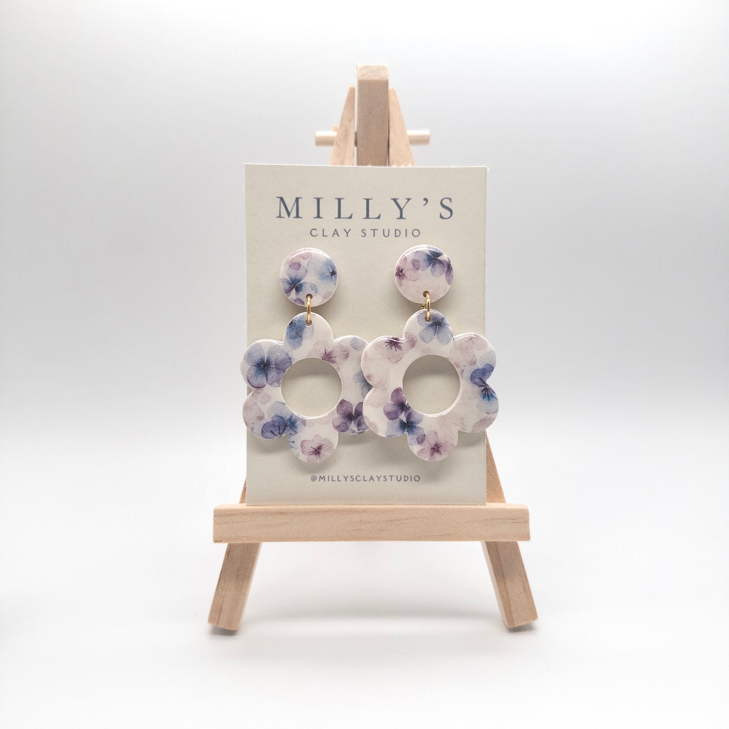 Oversized Floral Print Flower Earrings