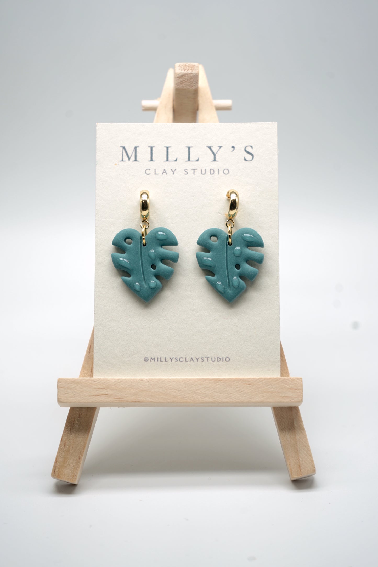 Monstera Leaf Huggie Earrings