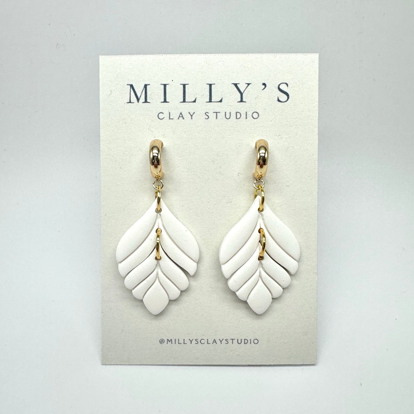 Leaf Huggie Dangle Earrings