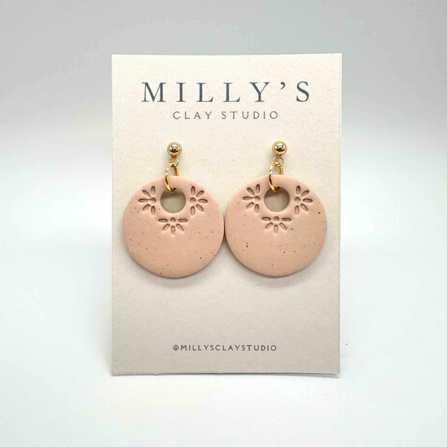Sand Embossed Circle Dangle Earrings