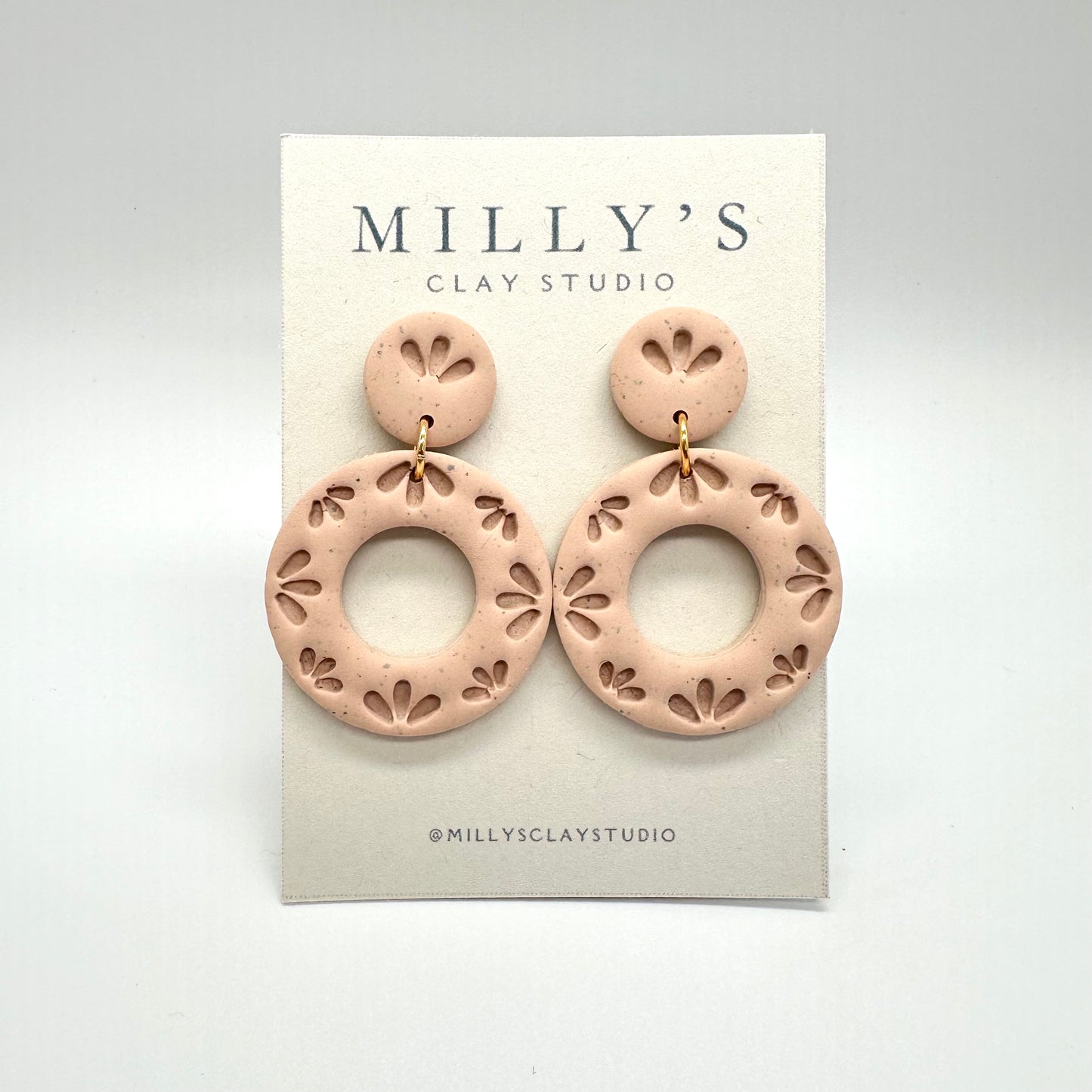 Sand Embossed Ring Dangle Earrings