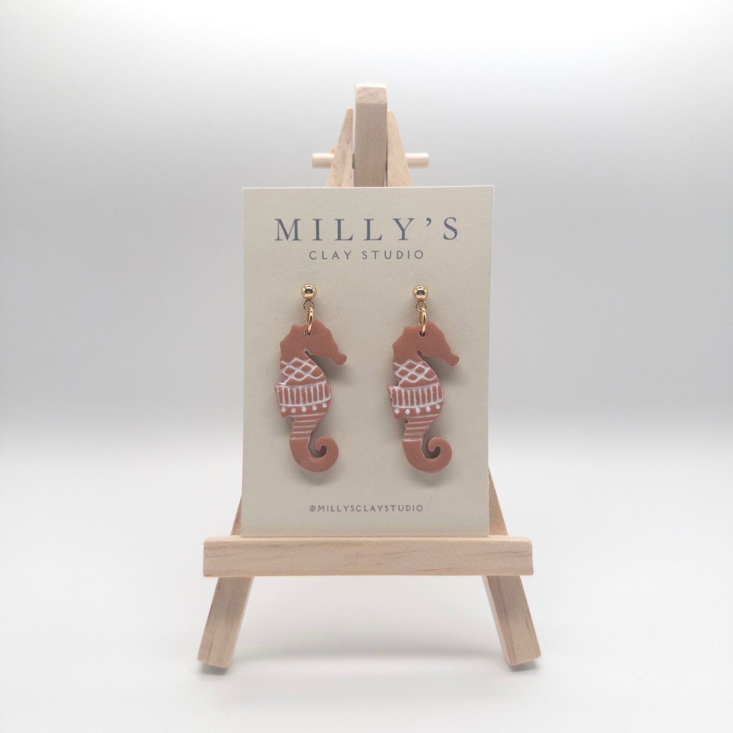 Embossed Seahorse Dangle Earrings