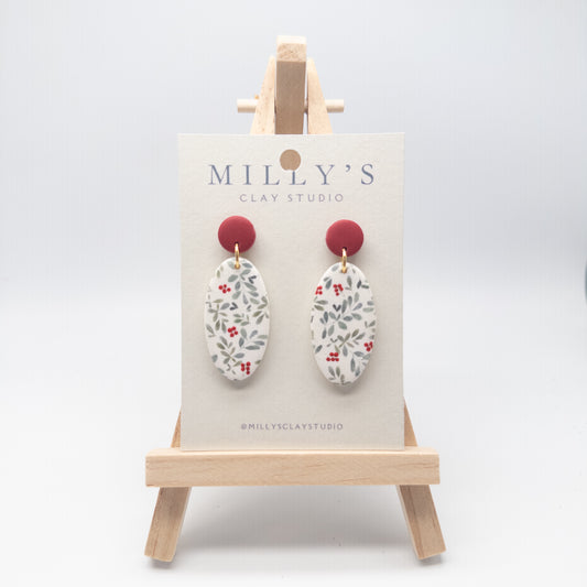 Holly Print Dangles