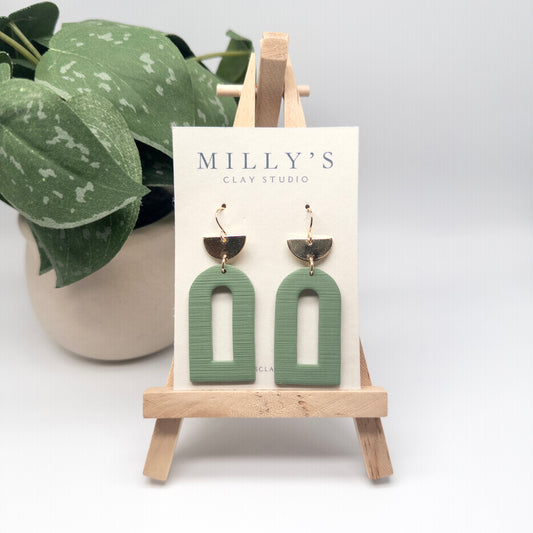 Green Arch Window Dangle Earrings