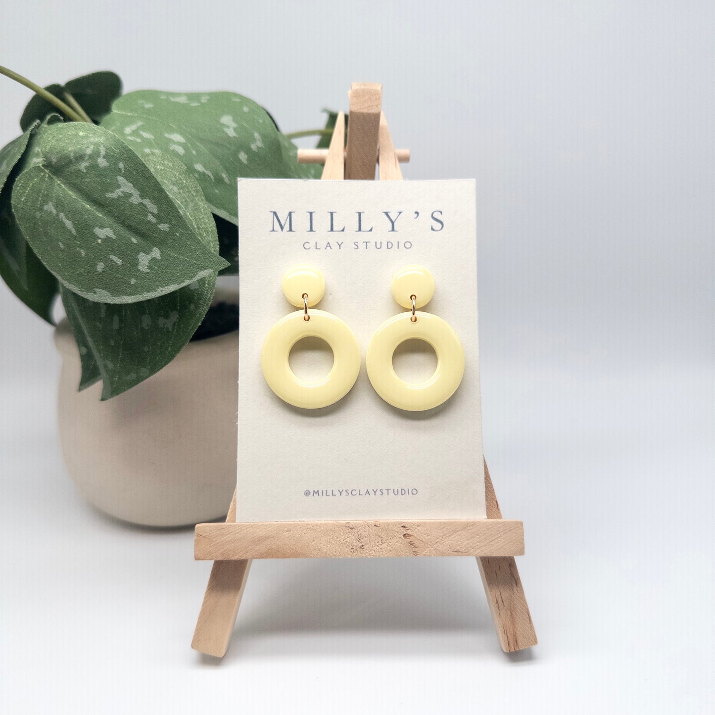 Lemon Yellow Circle Earrings