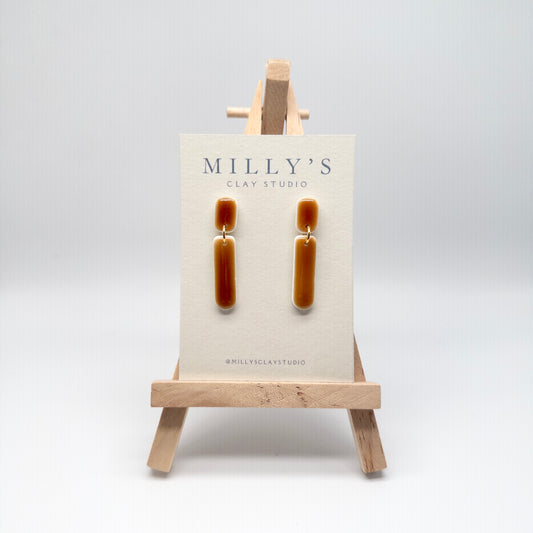 Amber Resin Bar Dangle Earrings