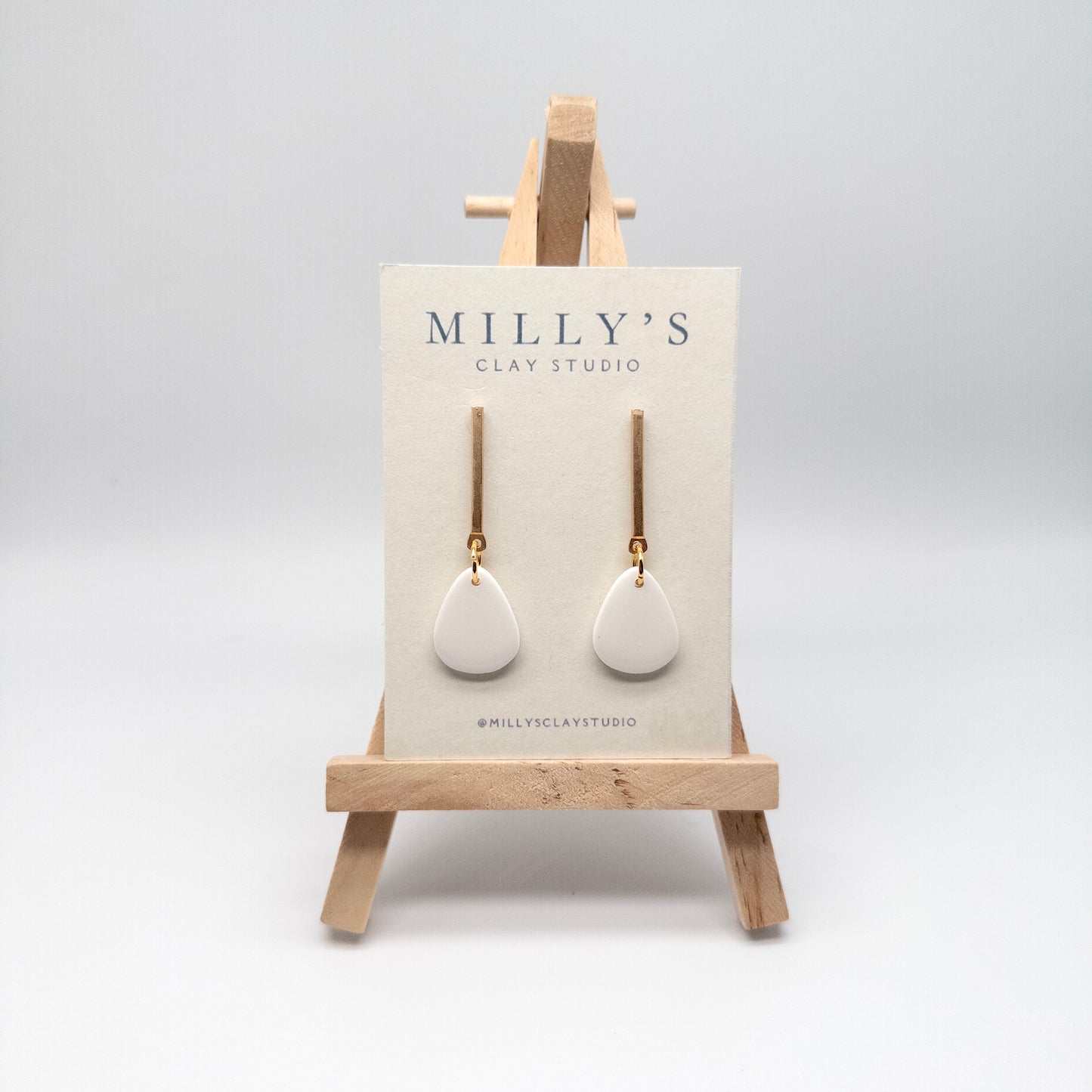 White Resin Long Bar Drop Earrings