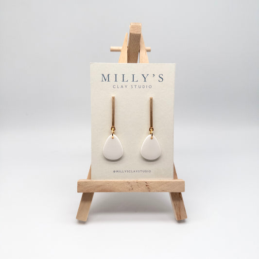 White Resin Long Bar Drop Earrings