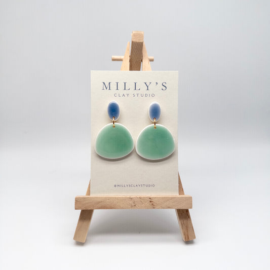 Green & Blue Oversized Resin Earrings