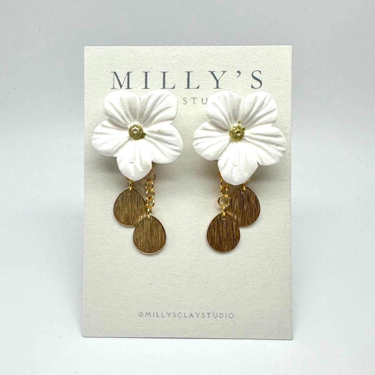 Oversized Flower Studs with Brass Leaves