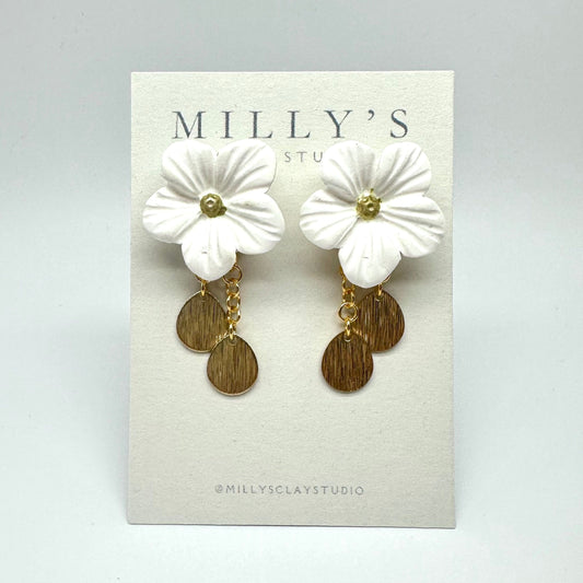 Oversized Flower Studs with Brass Leaves